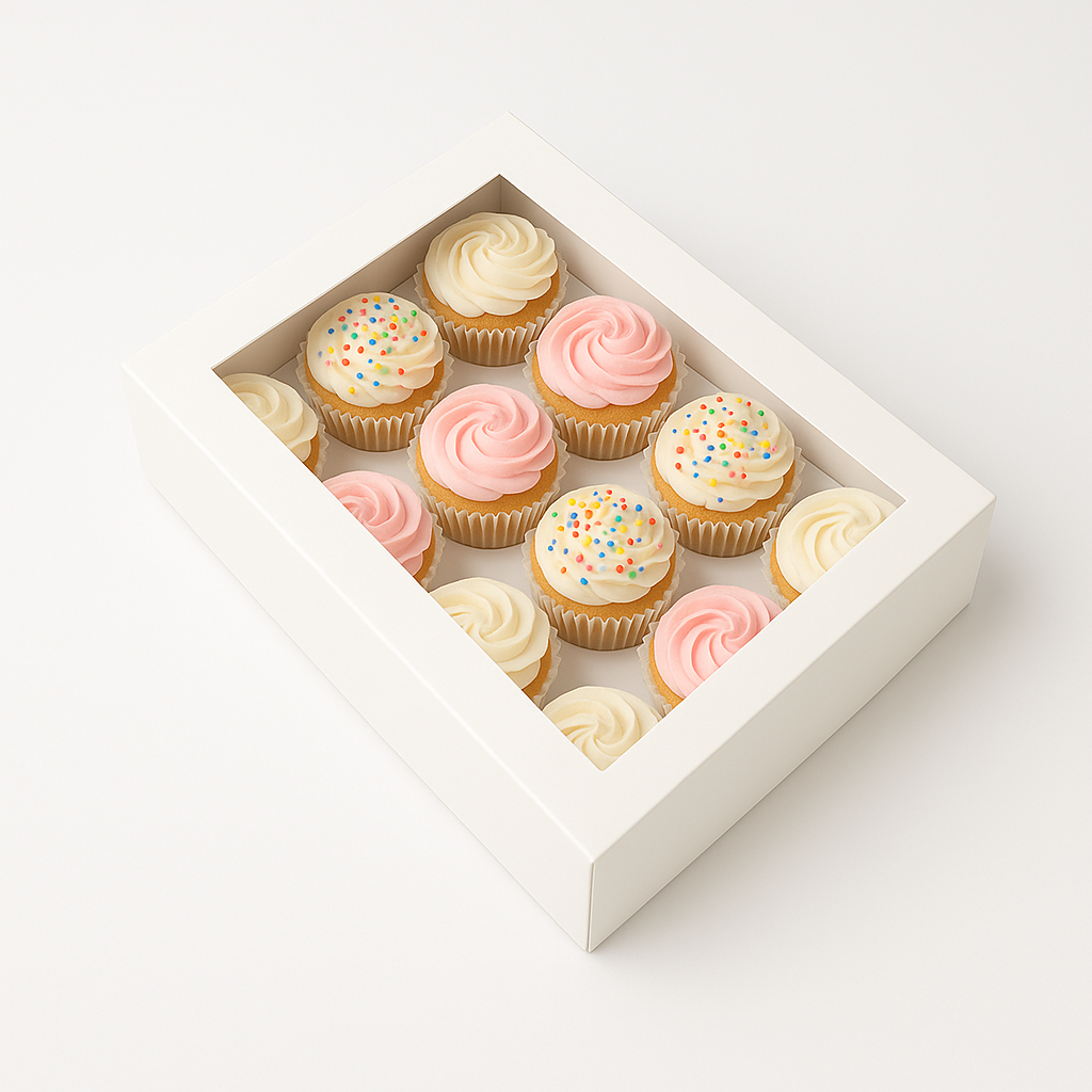 Caja para con Visor 12 Cupcakes | 34x24x8 cm | Pack 10 | Kraftcolors