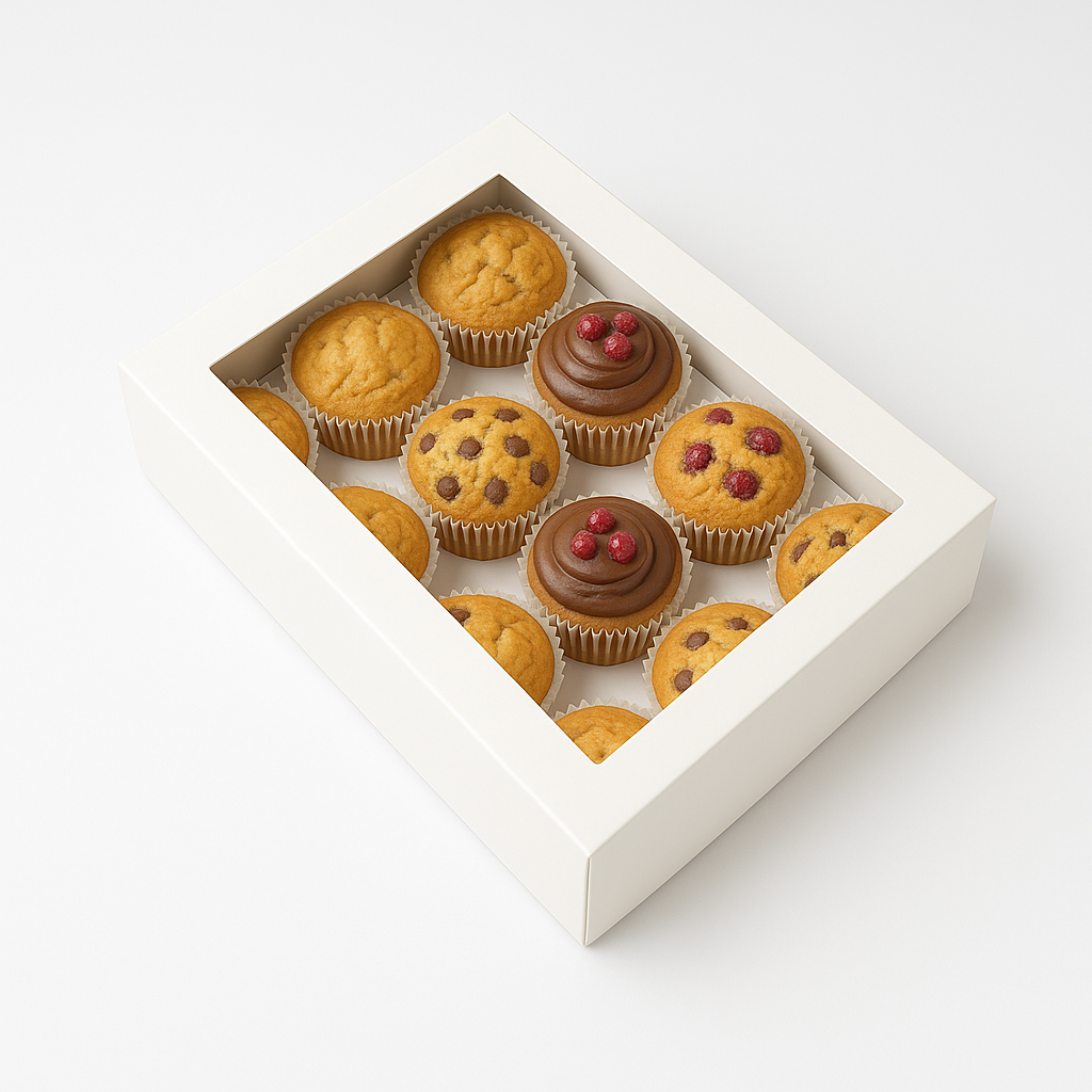 Caja para con Visor 12 Cupcakes | 34x24x8 cm | Pack 10 | Kraftcolors