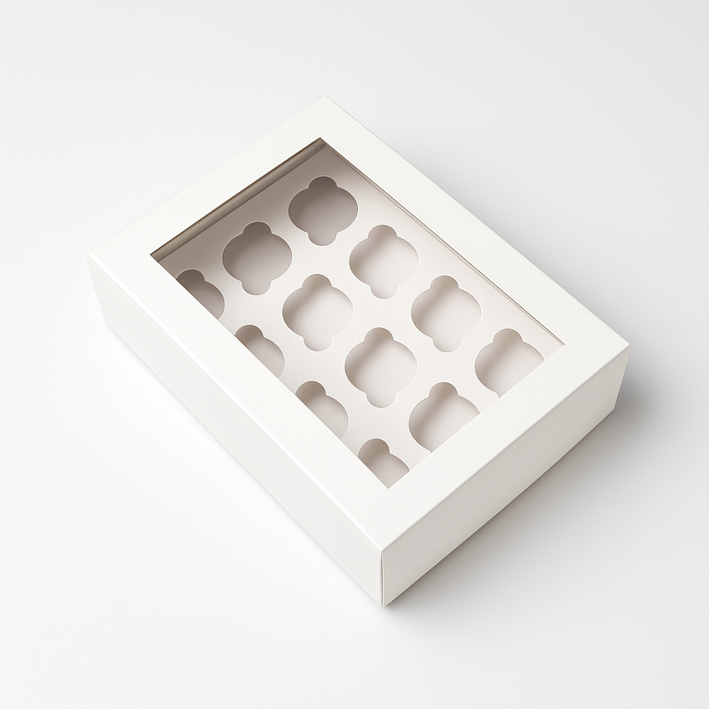 Caja para con Visor 12 Cupcakes | 34x24x8 cm | Pack 10 | Kraftcolors