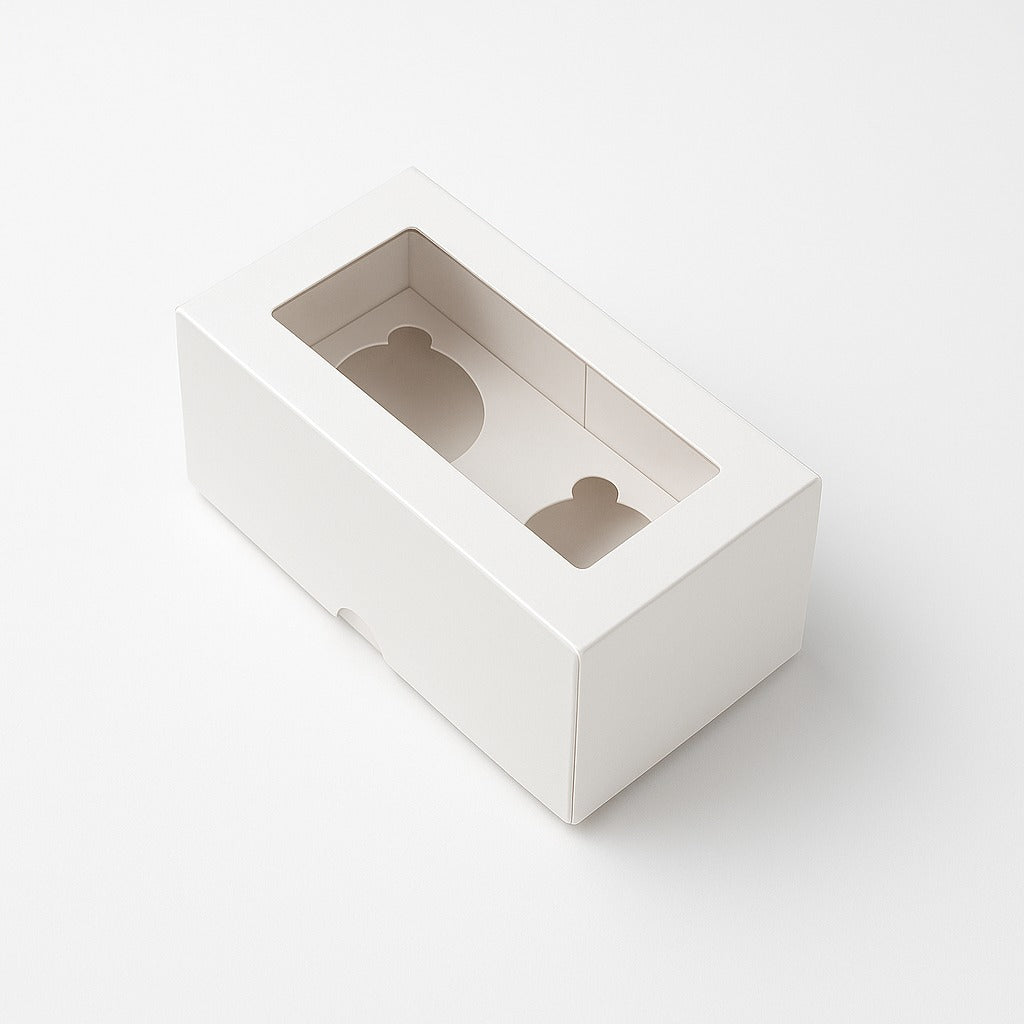 Caja para con Visor 2 Cupcakes | 17x9x8 cm | Pack 10 | Kraftcolors
