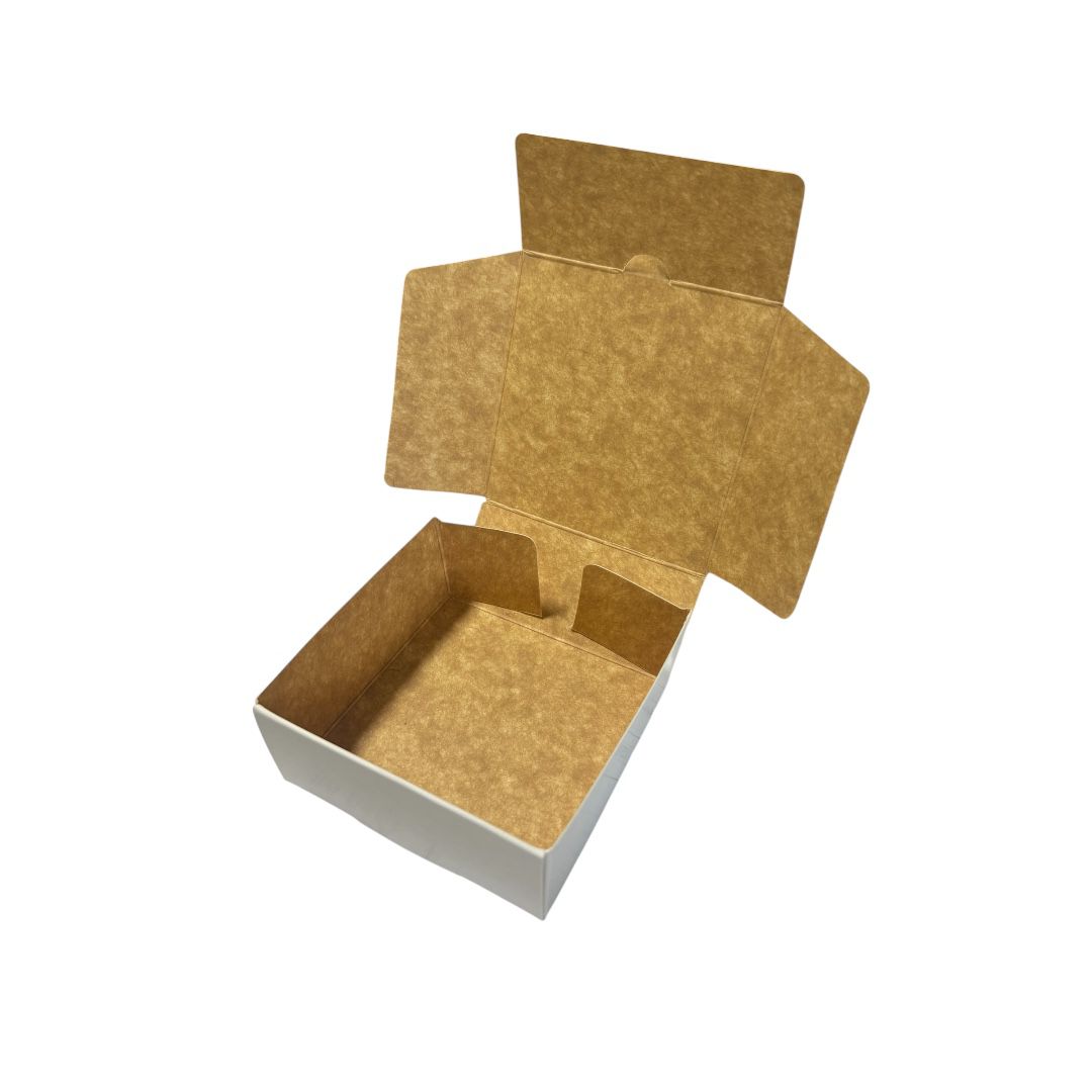 Caja para 1 Dona Reversible Blanca/Reverso Café 9.5x9.5x4 cm | Pack 10 | Kraftcolors