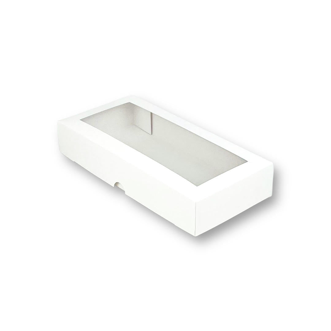 Caja para 3 alfajores con visor blanca | Pack 10 unidades | KraftColors Chile