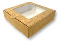 Caja para 4 alfajores con visor kraft café | Pack 10 unidades | KraftColors Chile