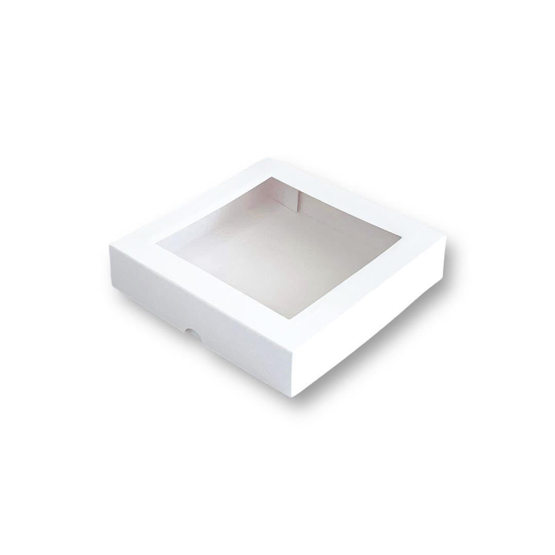 Caja para 4 alfajores con visor blanca | Pack 10 unidades | KraftColors Chile