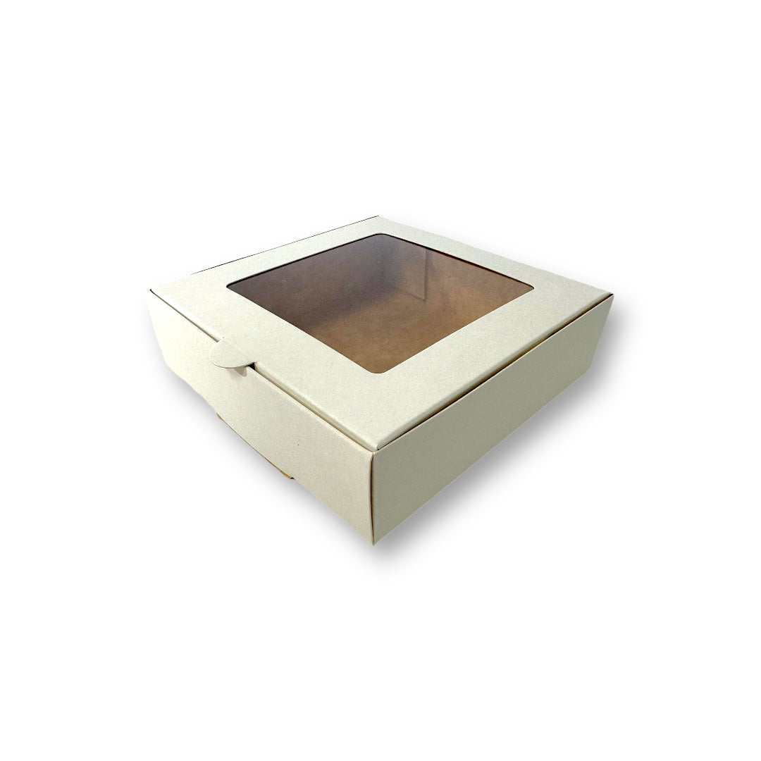 Caja para 4 alfajores con visor blanca | Pack 10 unidades | KraftColors Chile