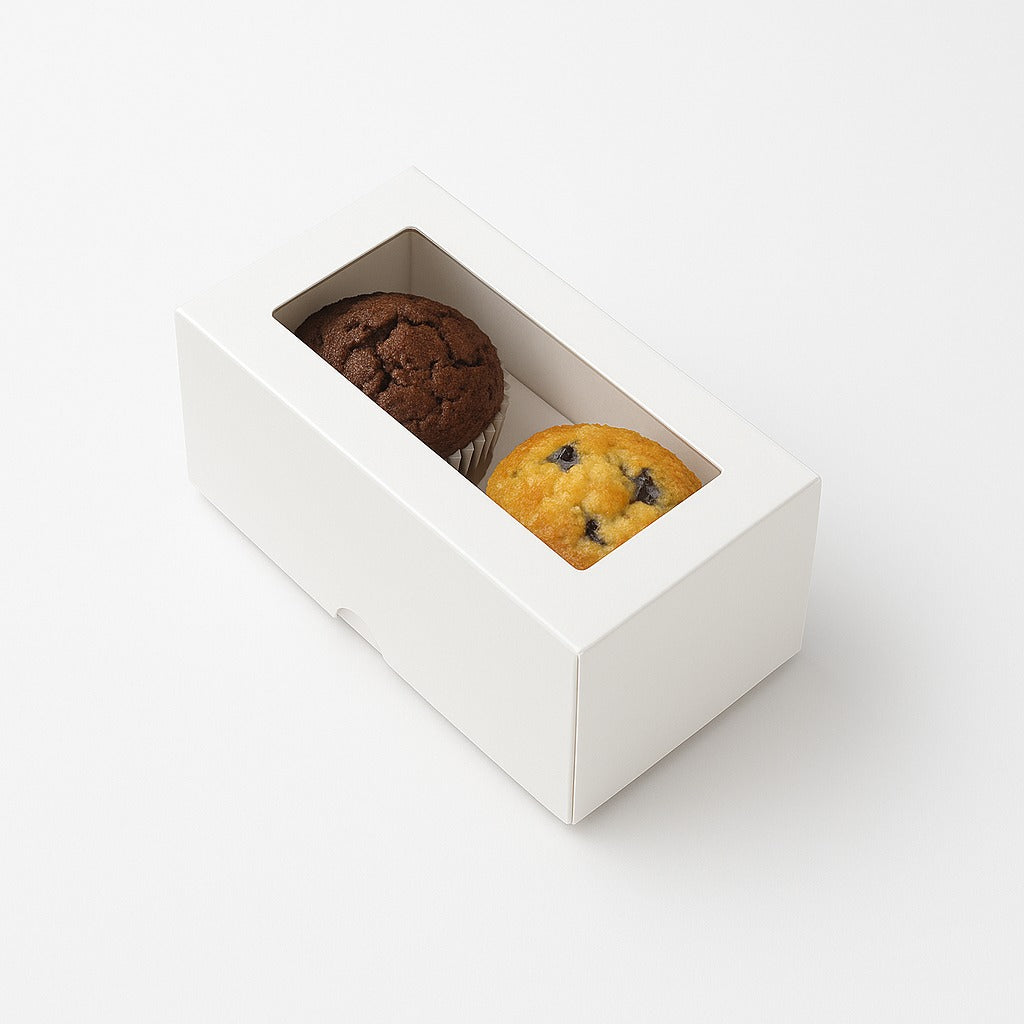 Caja para con Visor 2 Cupcakes | 17x9x8 cm | Pack 10 | Kraftcolors