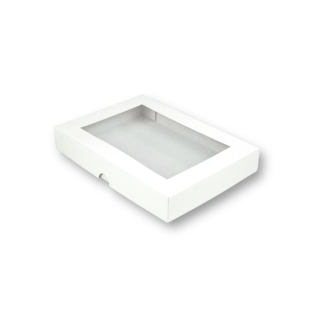 Caja para 6 alfajores con visor blanca | Pack 10 unidades | KraftColors Chile