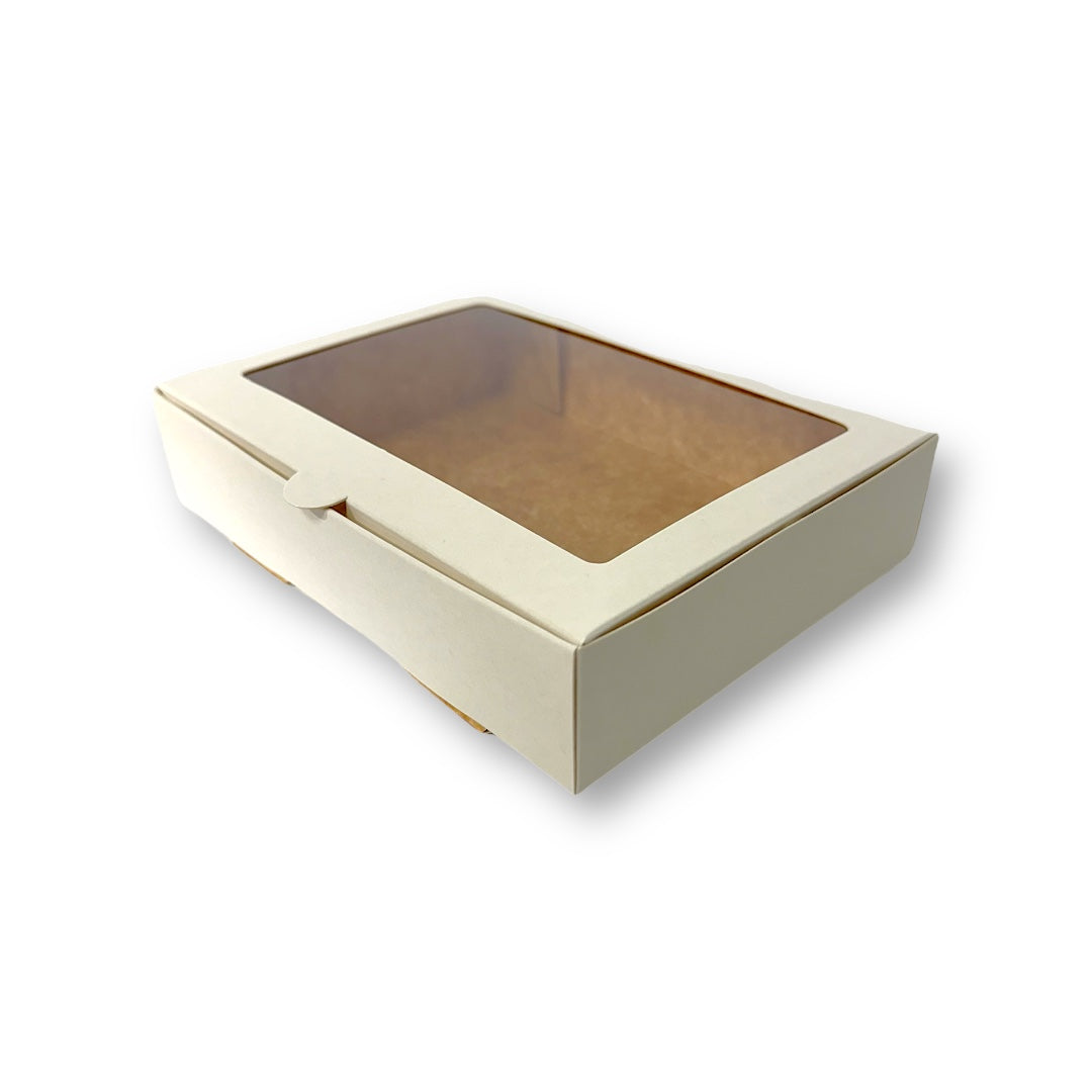 Caja para 6 alfajores con visor blanca | Pack 10 unidades | KraftColors Chile