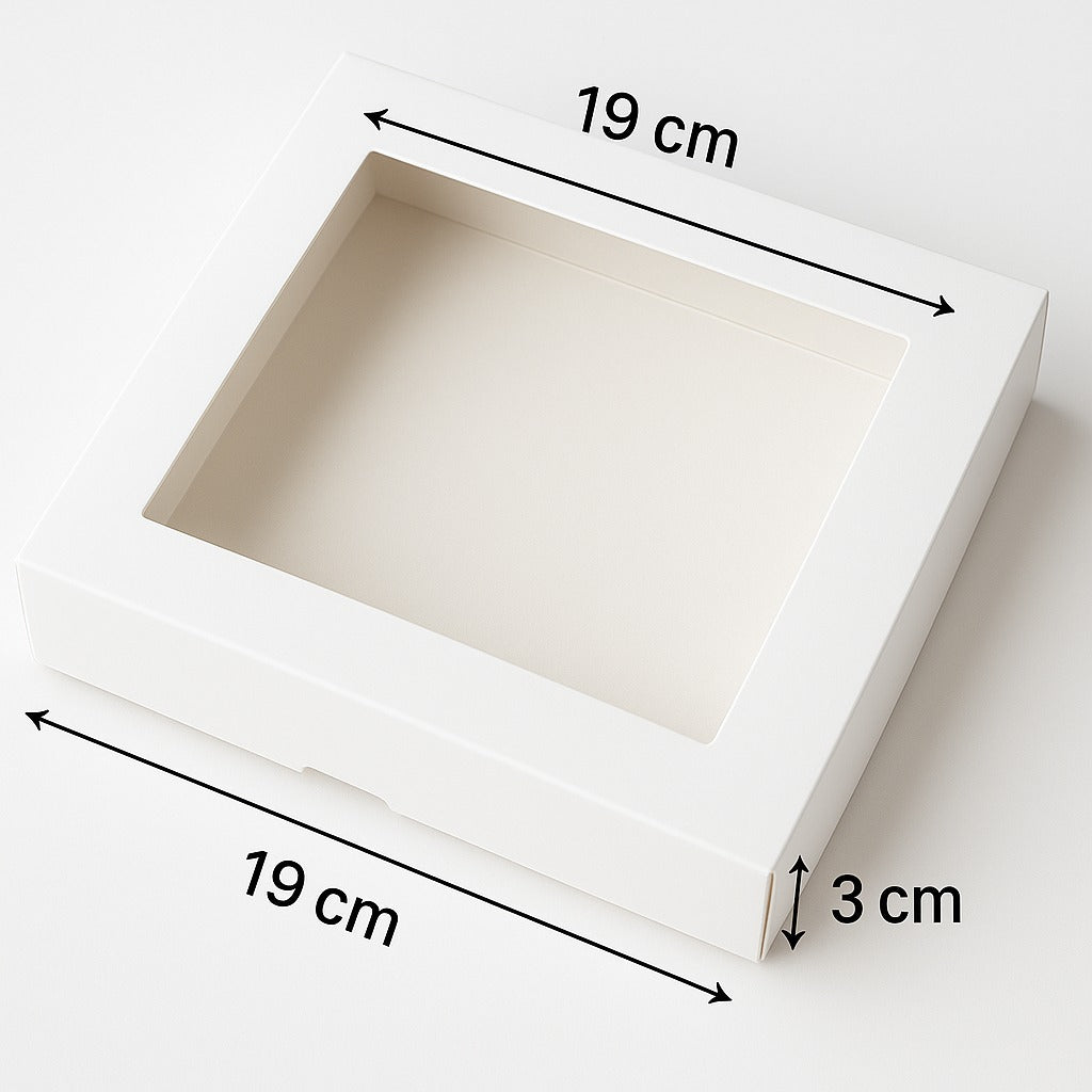 Caja para 9 Alfajores con Visor | 19x19x3 cm | Pack 10 | Kraftcolors