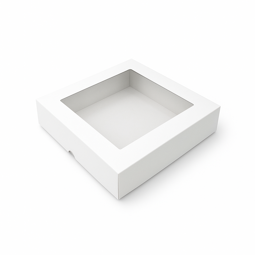 Caja para 9 Donas - Dulces con Visor | 29x29x5 cm | Pack 10 | Kraftcolors