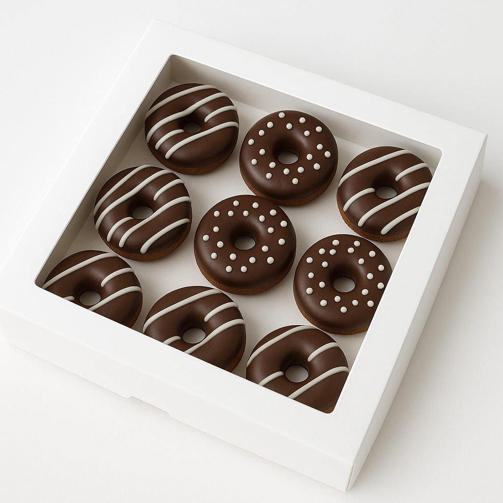 Caja para 9 Alfajores con Visor | 19x19x3 cm | Pack 10 | Kraftcolors