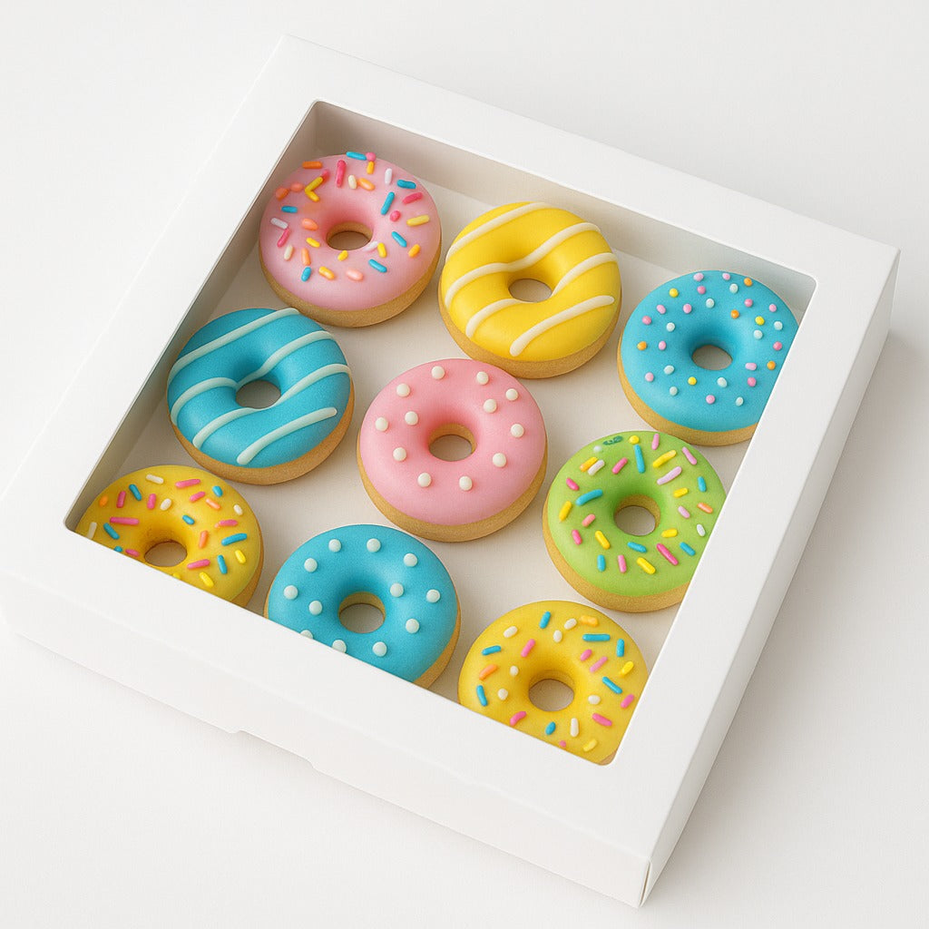Caja para 9 Alfajores con Visor | 19x19x3 cm | Pack 10 | Kraftcolors
