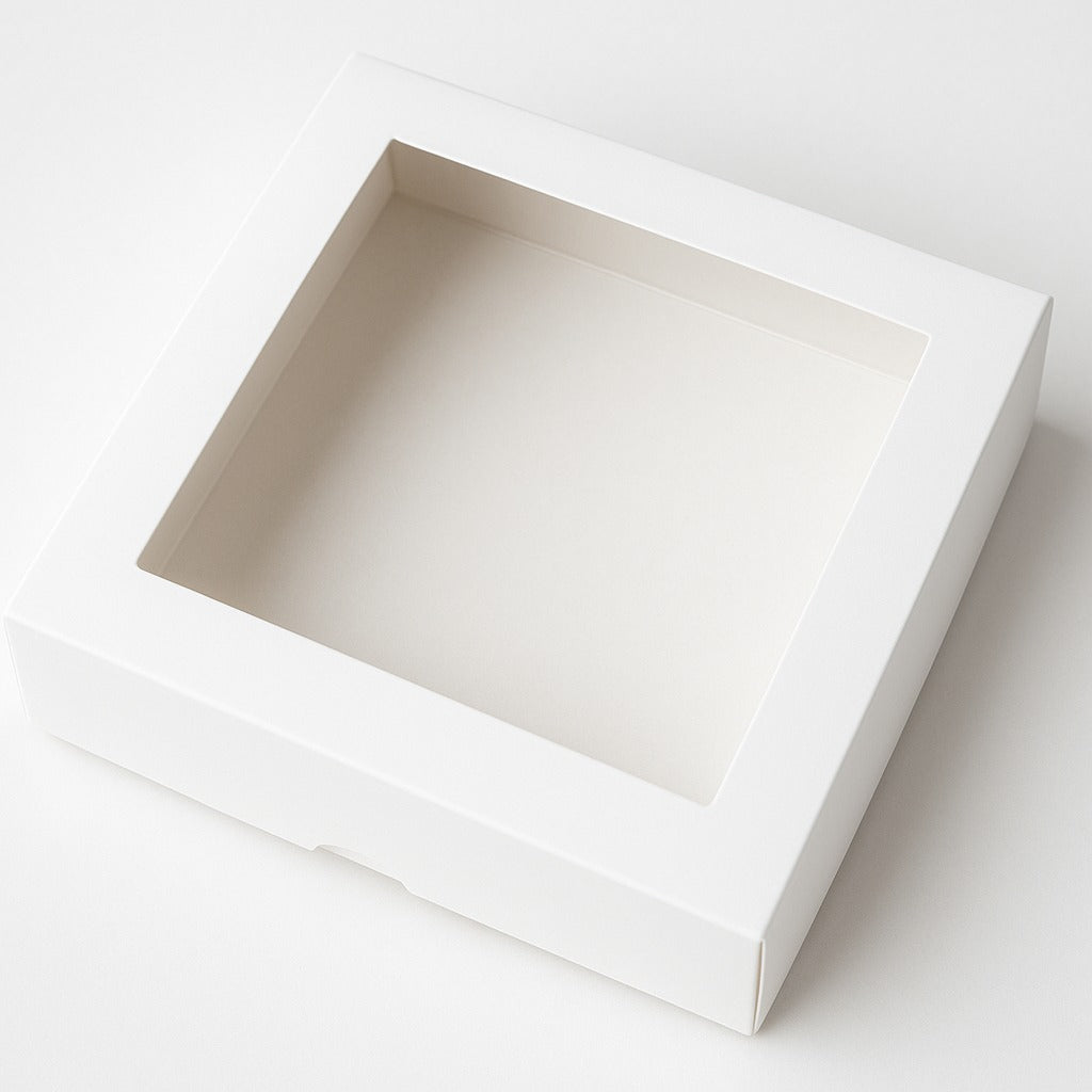 Caja para 9 Alfajores con Visor | 19x19x3 cm | Pack 10 | Kraftcolors