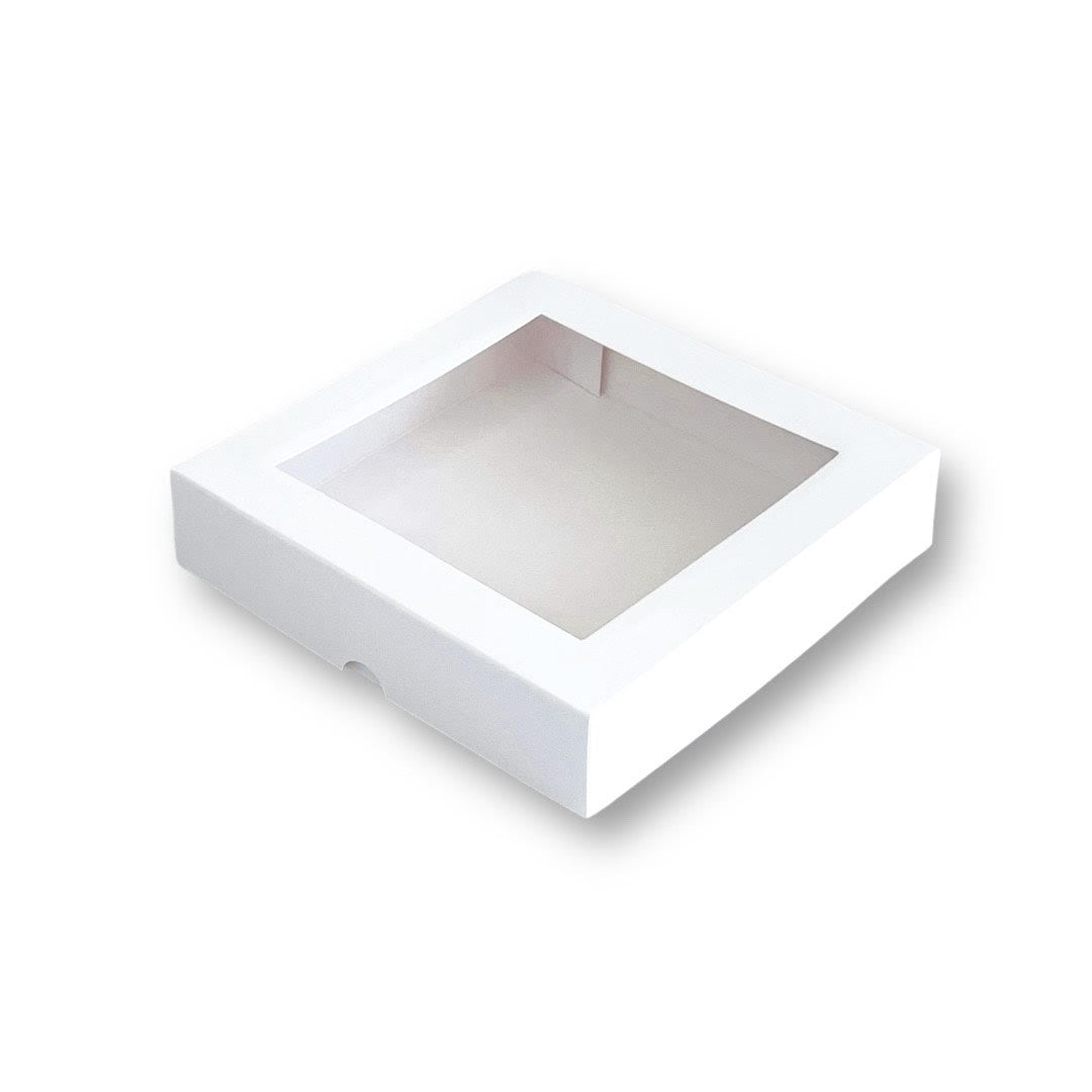 Caja para 9 alfajores con visor blanca | Pack 10 unidades | KraftColors Chile