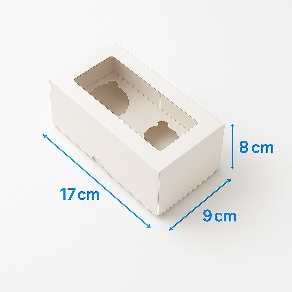 Caja para con Visor 2 Cupcakes | 17x9x8 cm | Pack 10 | Kraftcolors