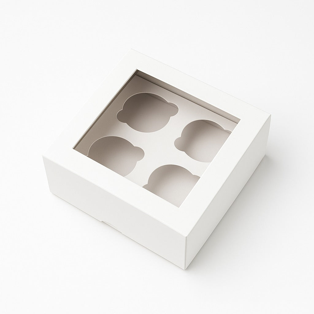 Caja para con Visor 4 Cupcakes | 17x17x8 cm | Pack 10 | Kraftcolors