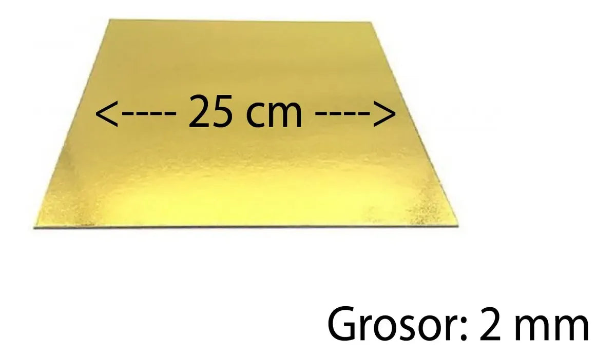 Bases Cuadrada De 25Cm Dorada De 2mm Grosor | Pack 12 |  Kraftcolors