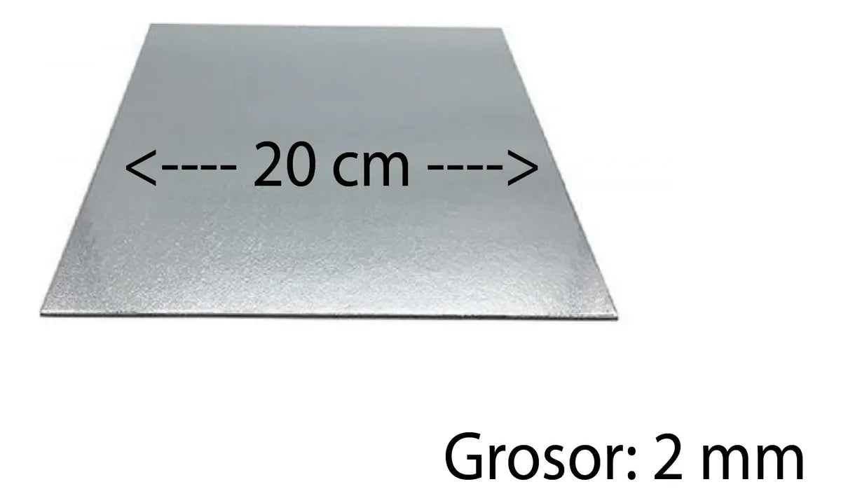 Bases Cuadrada De 20Cm Plateada De 2mm Grosor | Pack 12 | Kraftcolors