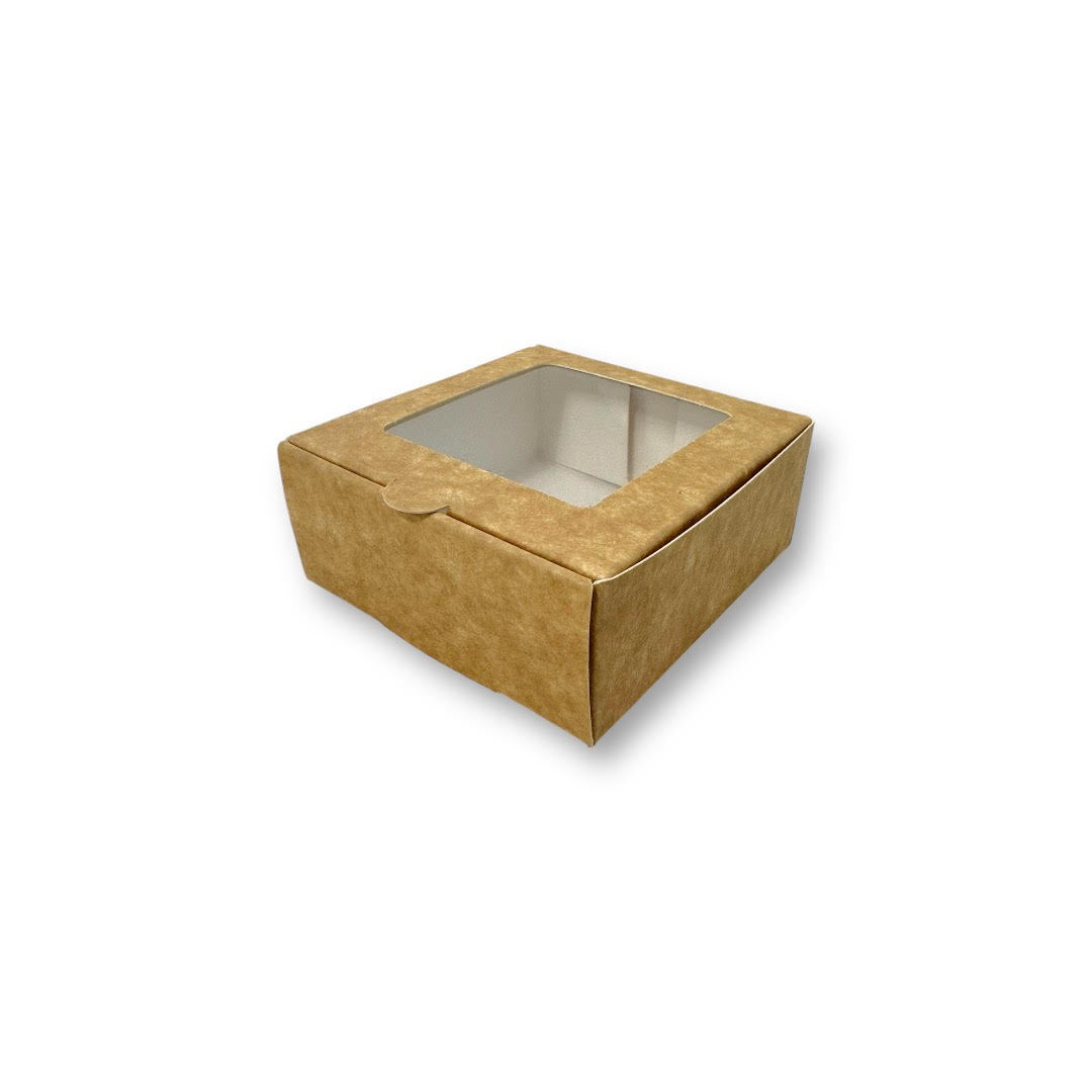 Caja para 1 Dona con Visor | 9.5x9.5x4 cm | Cafe | Pack 10 | Kraftcolors