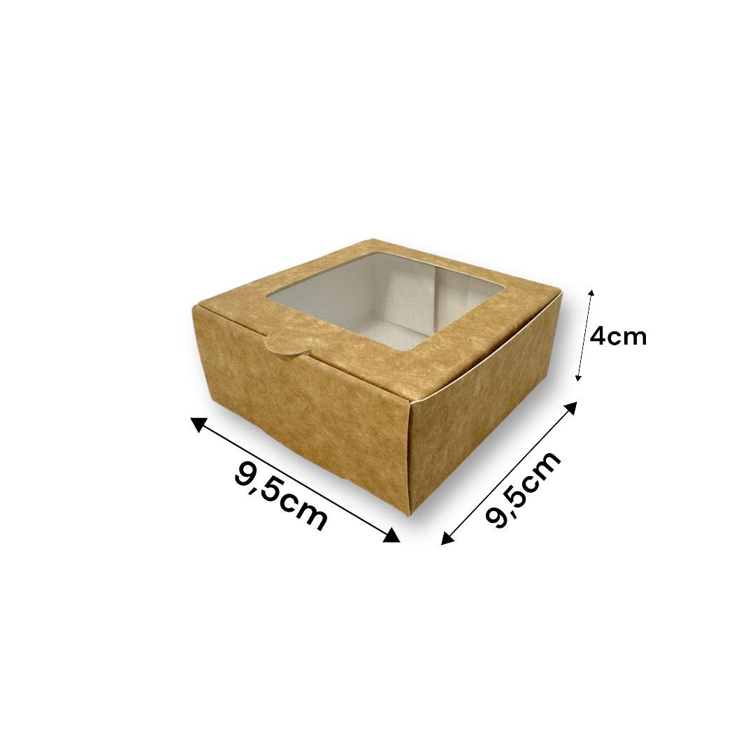 Caja para 1 Dona con Visor | 9.5x9.5x4 cm | Cafe | Pack 10 | Kraftcolors