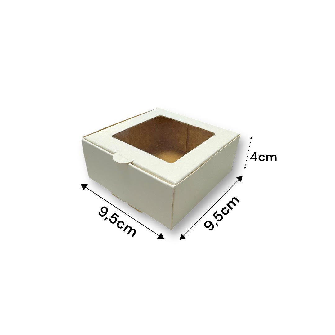Caja para 1 Dona con Visor | 9.5x9.5x4 cm | Blanca | Pack 10 | Kraftcolors