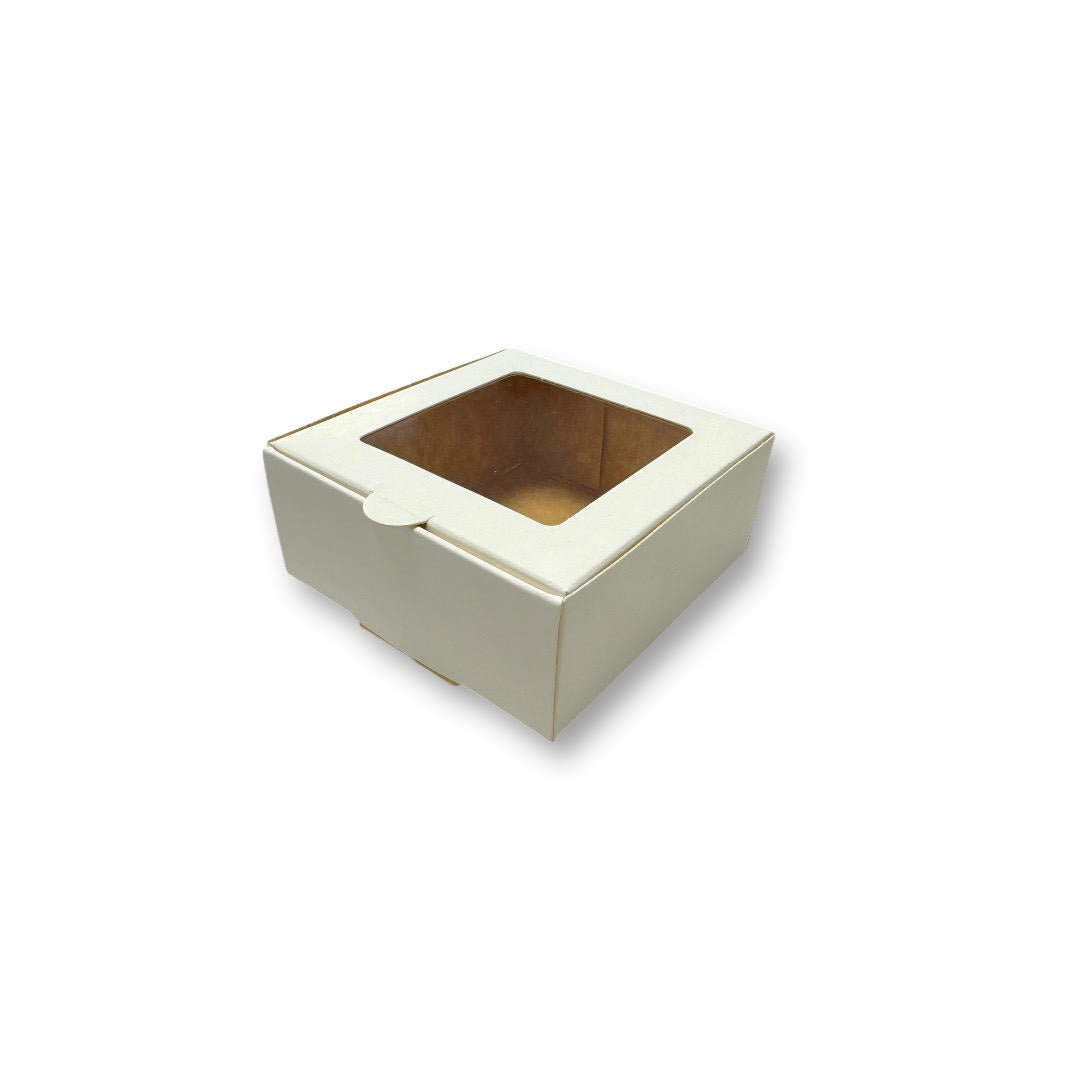 Caja para 1 Dona con Visor | 9.5x9.5x4 cm | Blanca | Pack 10 | Kraftcolors