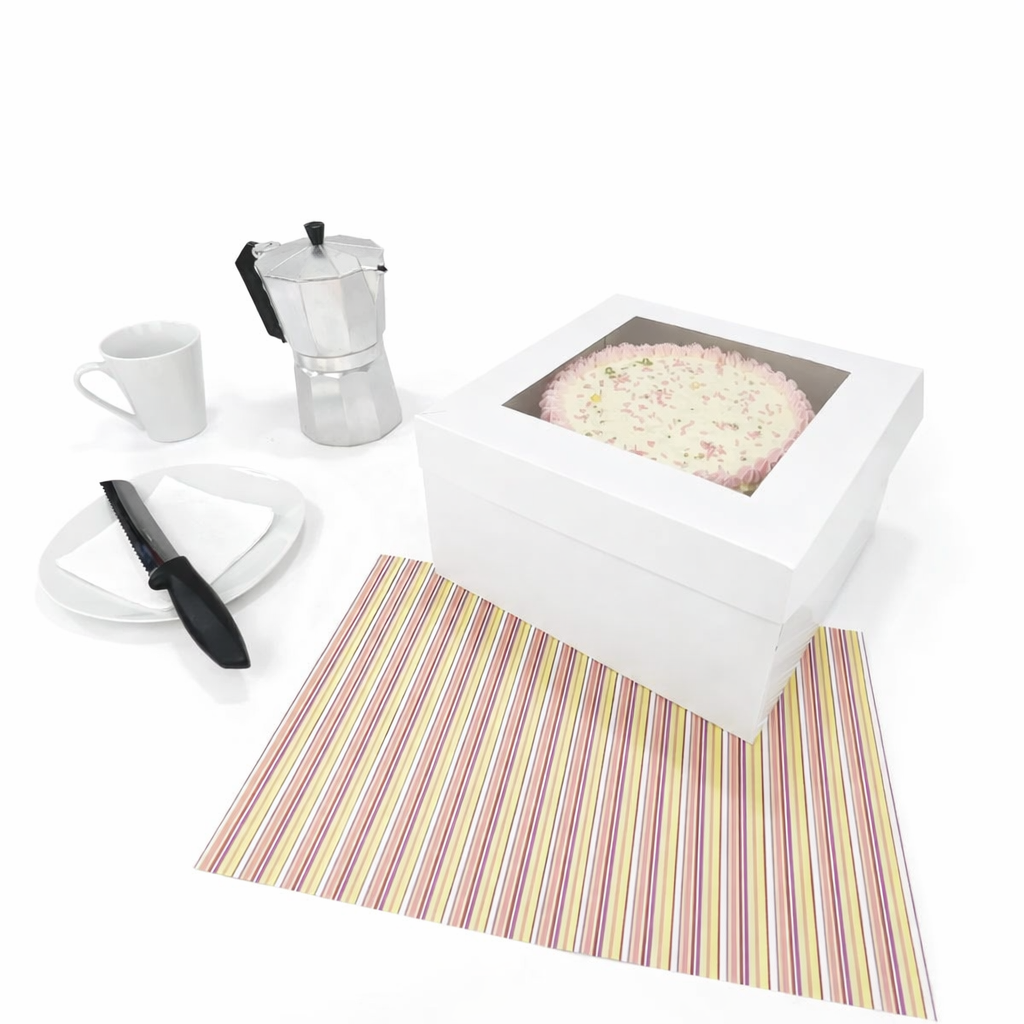 Caja con Visor Para Torta Baja Pequeña | 21x21x14 cm | Pack 10 | Kraftcolors