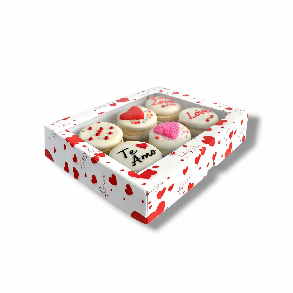 Caja para 6 Alfajores con Visor Corazones | 19x14x3 cm | Pack 10 | Kraftcolors