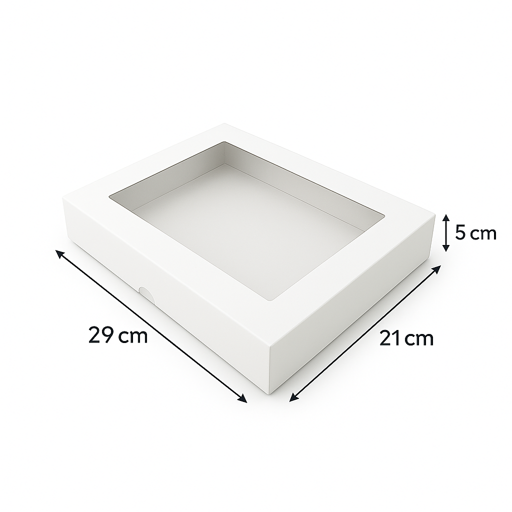 Caja para 6 Donas - Dulces con Visor | 29x21x5 cm | Pack 10 | Kraftcolors