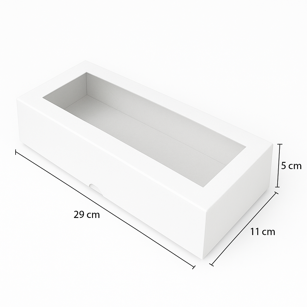 Caja para 3 Donas - Dulces con Visor | 29x10,5x5 cm | Pack 10 | Kraftcolors
