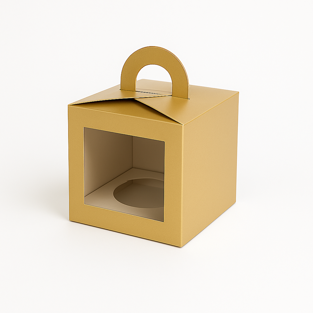 Caja para 1 Cupcake Dorada Con Separador | 9.6x9.6x9.6 cm | Pack 10 | Kraftcolors