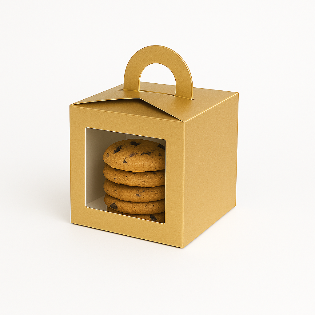Caja para 1 Cupcake Dorada Con Separador | 9.6x9.6x9.6 cm | Pack 10 | Kraftcolors