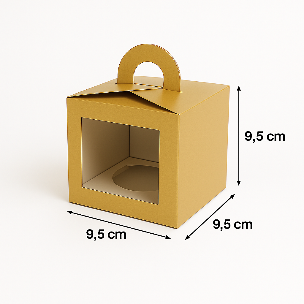 Caja para 1 Cupcake Dorada Con Separador | 9.6x9.6x9.6 cm | Pack 10 | Kraftcolors