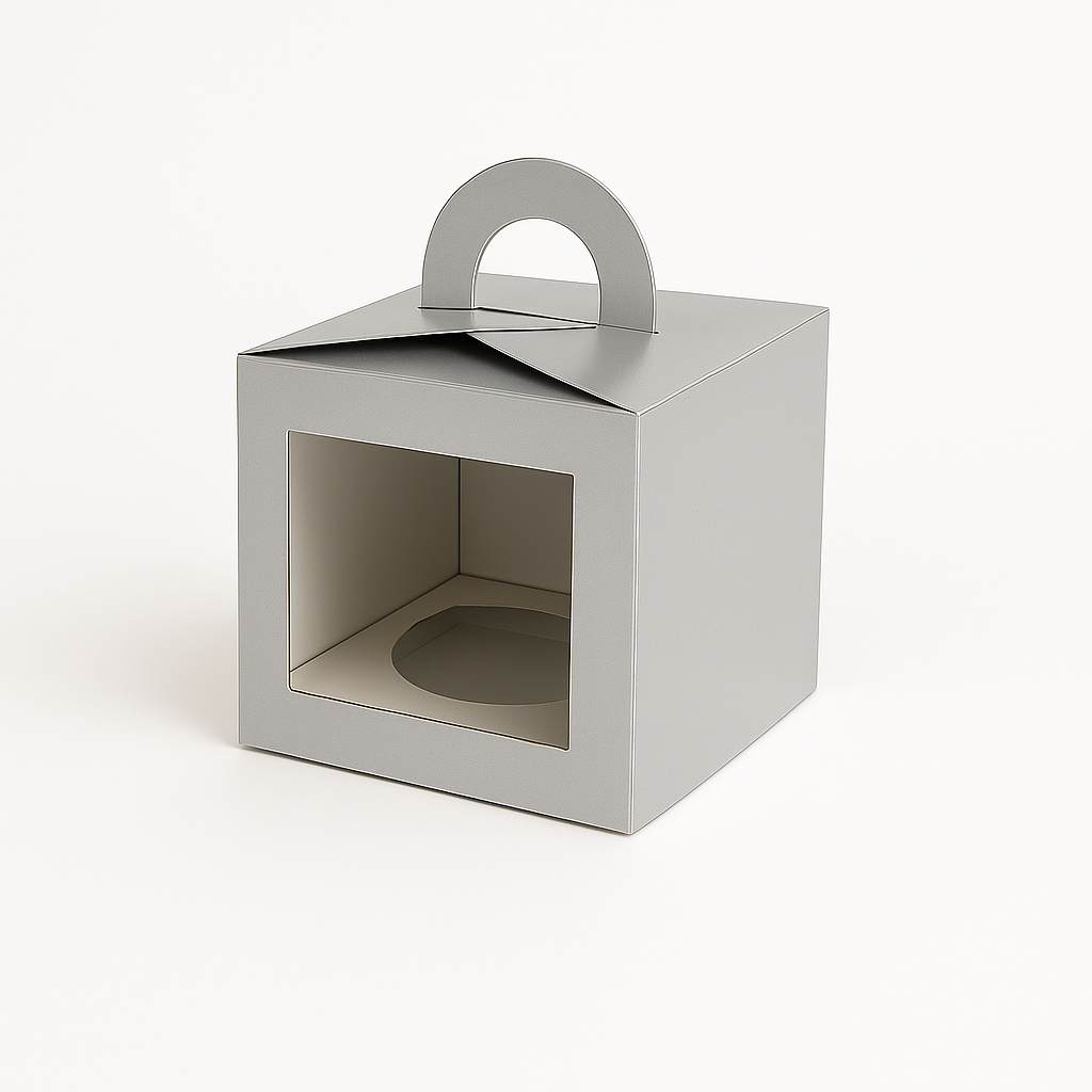 Caja para 1 Cupcake Plateada Con Separador | 9.6x9.6x9.6 cm | Pack 10 | Kraftcolors