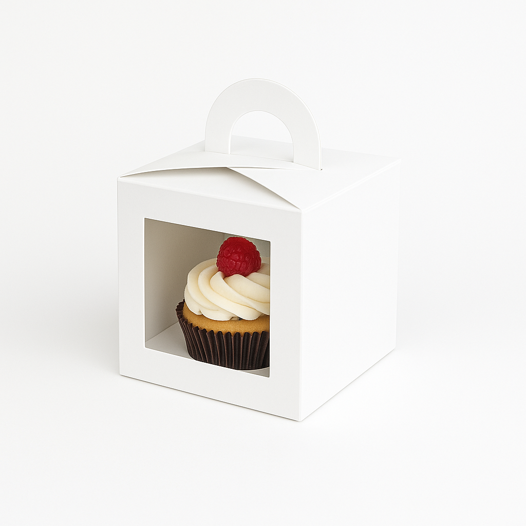 Caja para 1 Cupcake Blanco Con Separador | 9.6x9.6x9.6 cm | Pack 10 | Kraftcolors