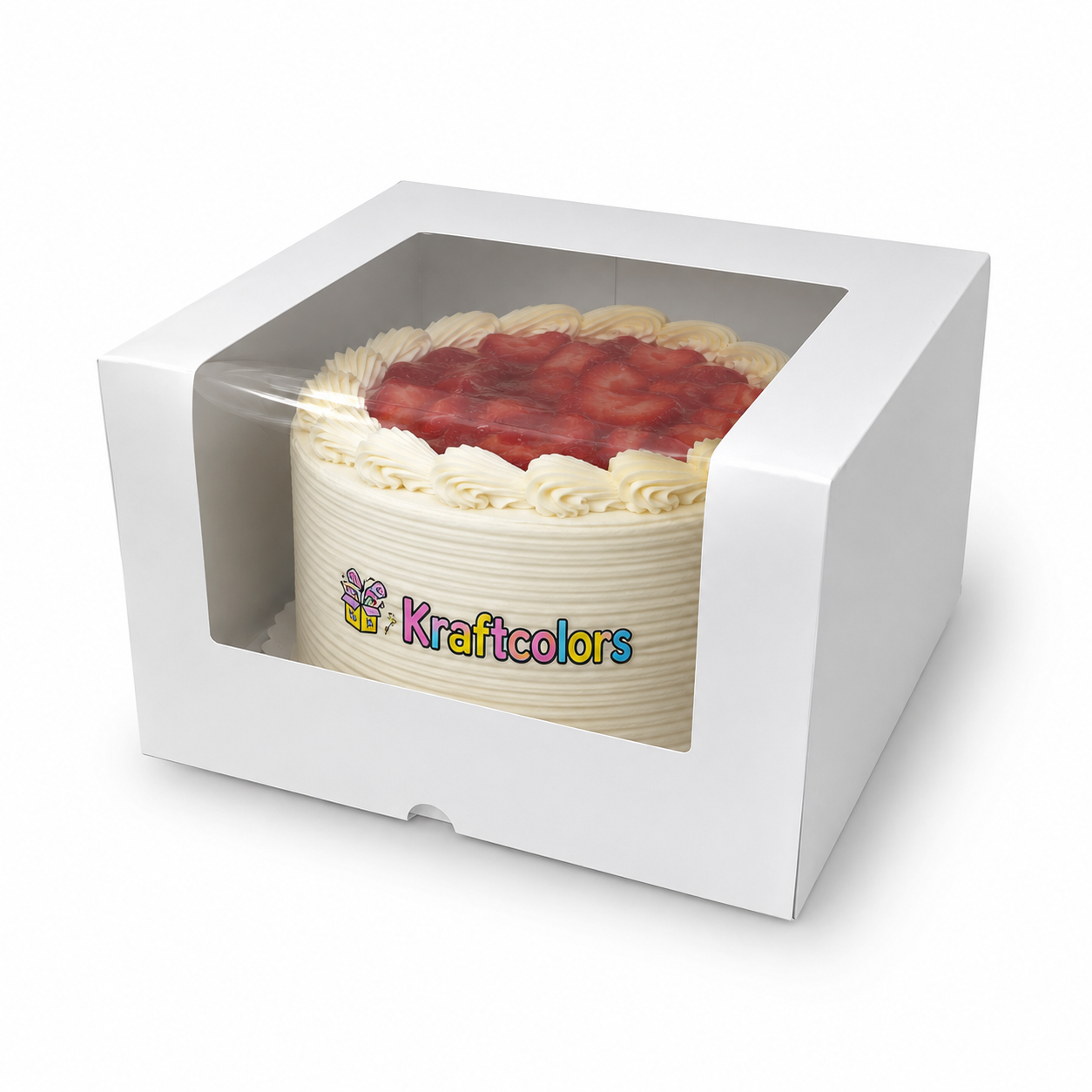 Caja Para Torta Con Visor Corrido Amplio 90° Transparente Pack 10 Cajas Pastelería Chile Kraftcolors