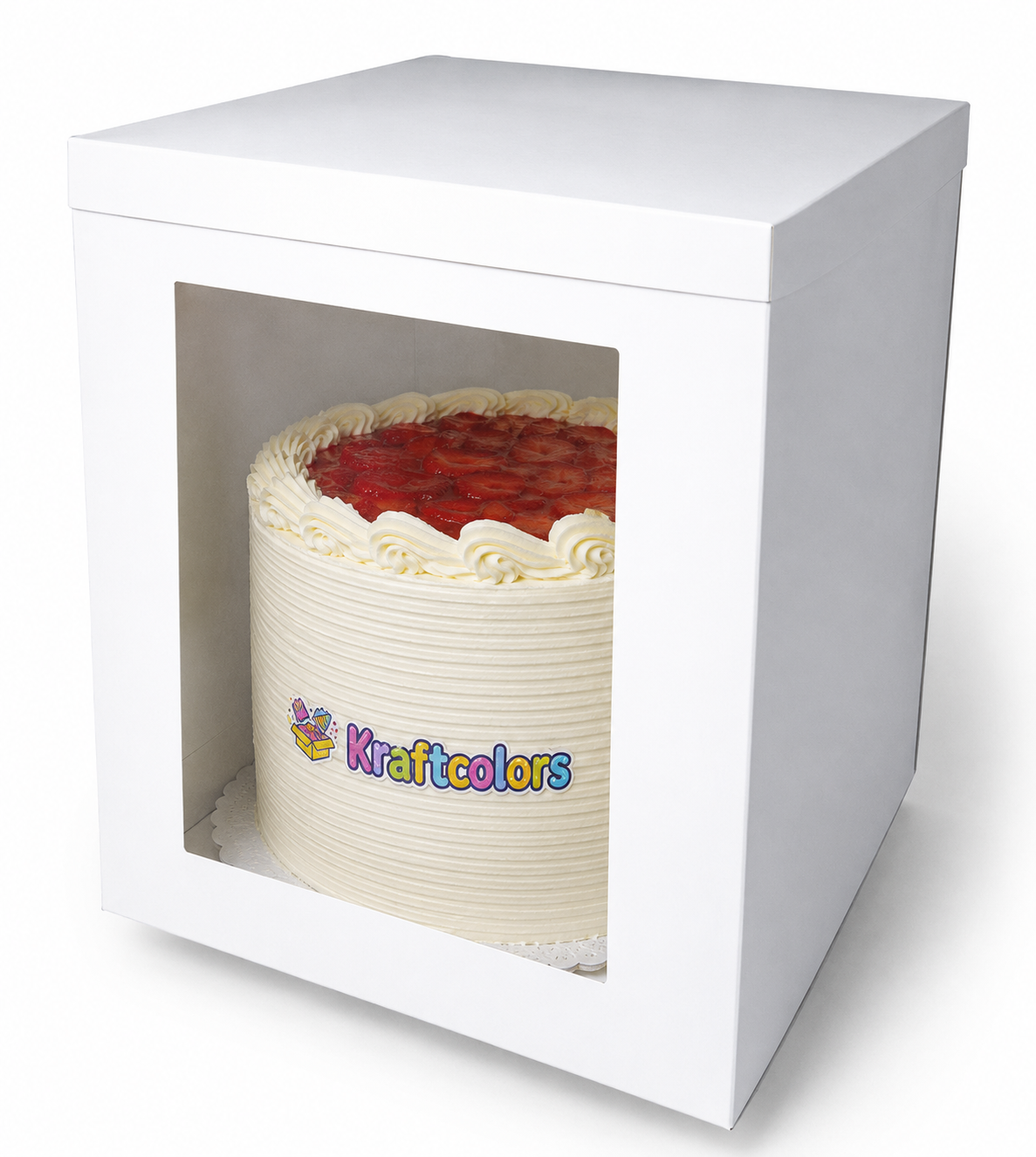 Caja con Visor para Torta Alta Grande 31x30.5x35 cm | Pack 5 | Kraftcolors