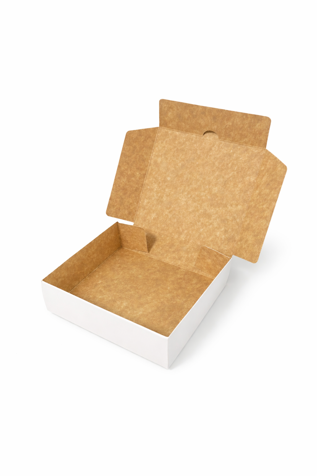 Caja para 4 Alfajores Reversible Blanca/Reverso Café 14x14x4 cm Blanca | Pack 10 | Kraftcolors