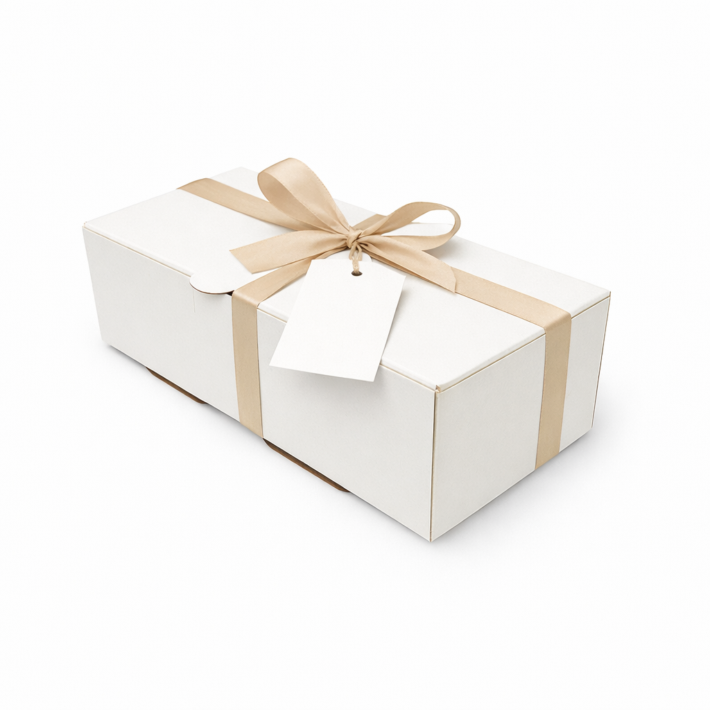 Caja Para 2 Alfajores Reversible Blanca/Reverso Café 14x7x4 cm Pack 10 | Kraftcolors