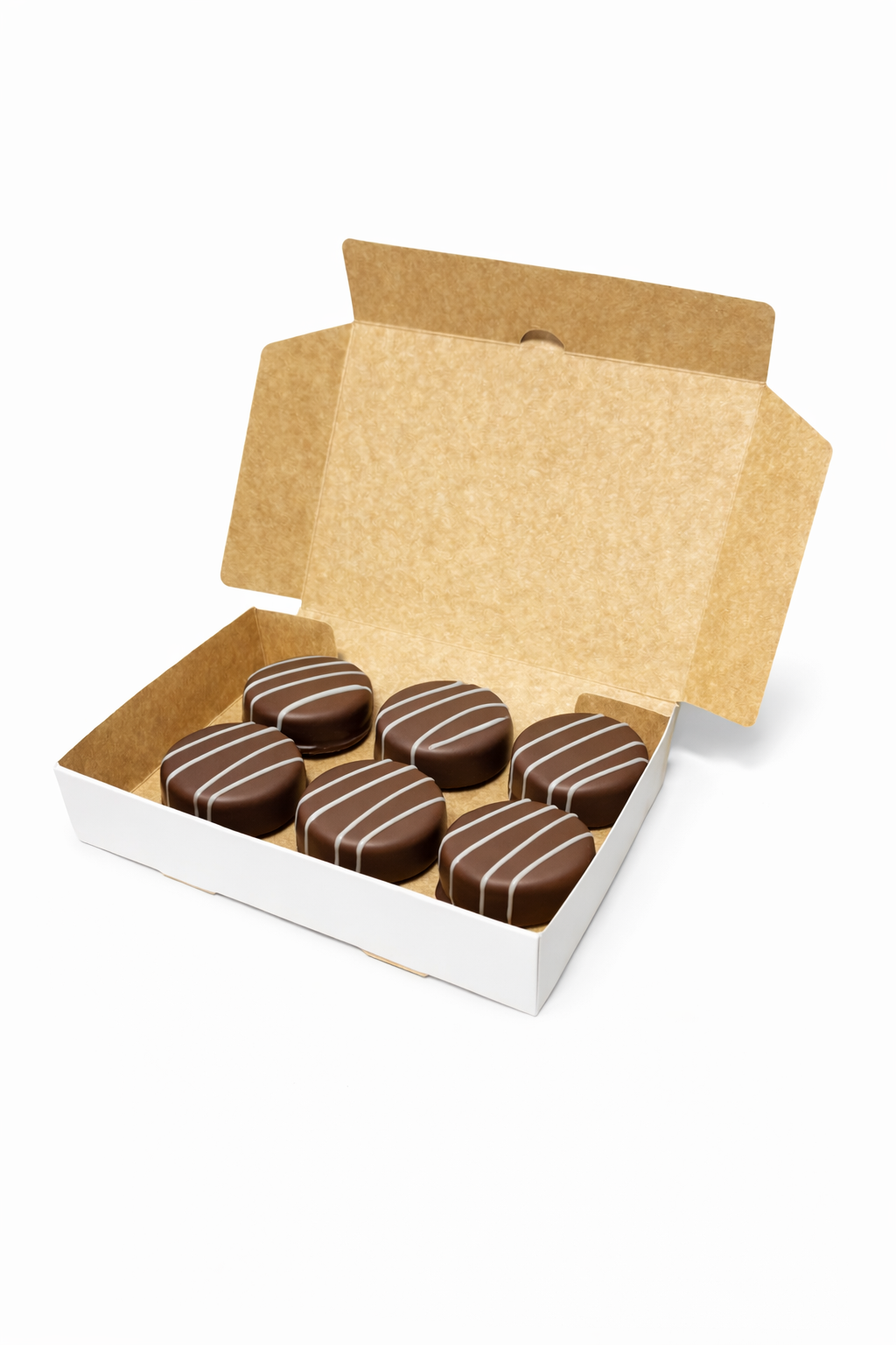 Caja para 6 Alfajores Reversible Blanca/Reverso Café 19x14x4 cm | Pack 10 | Kraftcolors
