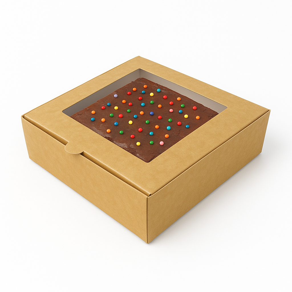 Caja para 1 Dona con Visor | 9.5x9.5x4 cm | Cafe | Pack 10 | Kraftcolors