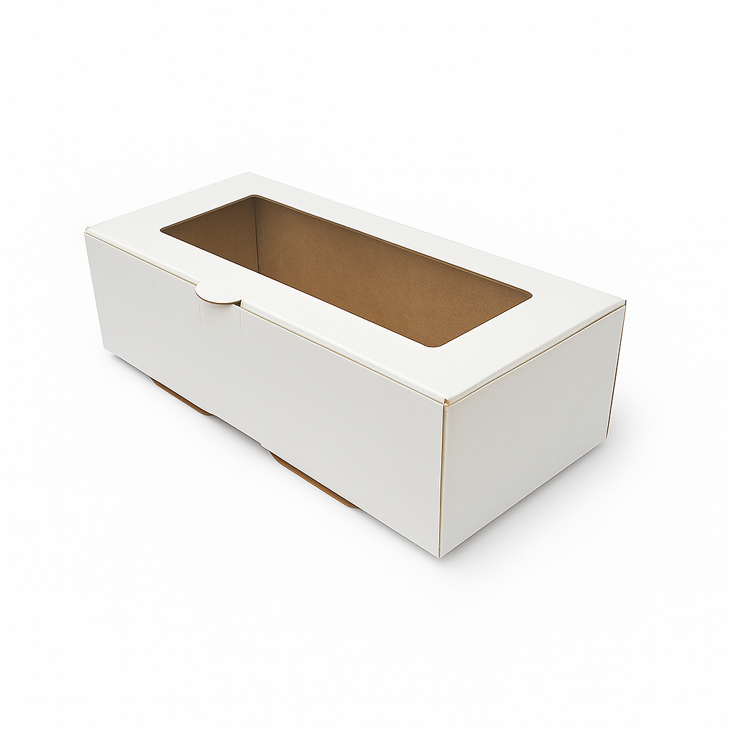 Caja para 2 Alfajores Con Visor |14x7x4 cm Blanca | Pack 10 | Kraftcolors