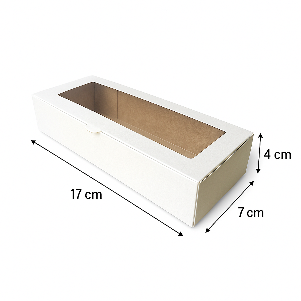 Caja para 3 Alfajores |19x7x4 cm Blanca | Pack 10 | Kraftcolors