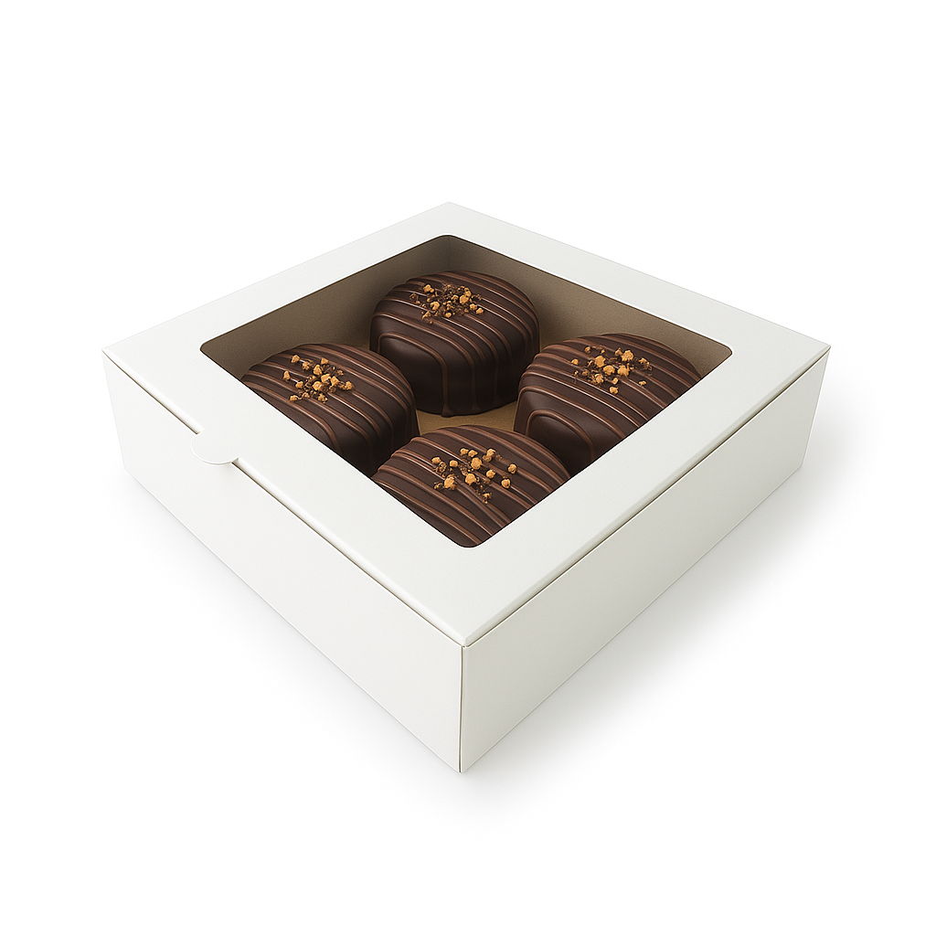 Caja para 4 Alfajores |14x14x4 cm Blanca | Pack 10 | Kraftcolors