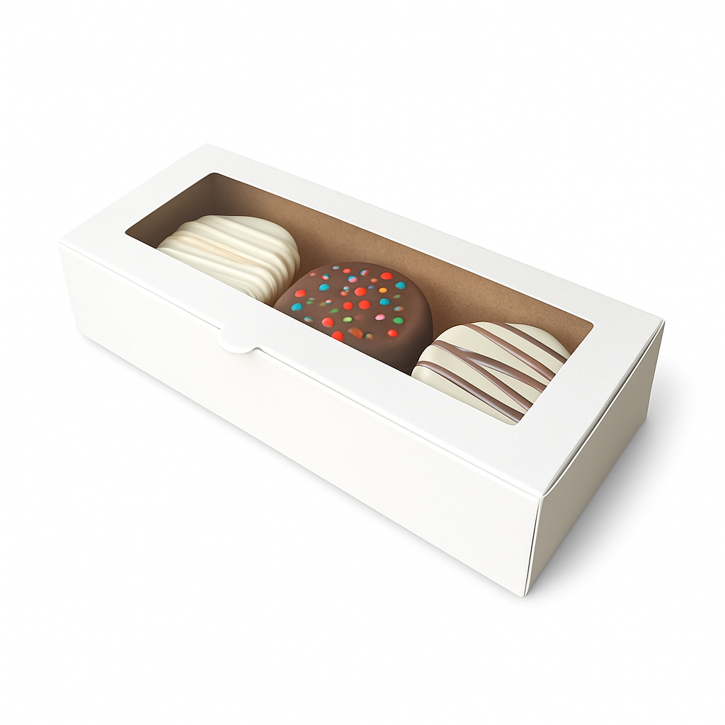 Caja para 3 Alfajores |19x7x4 cm Blanca | Pack 10 | Kraftcolors
