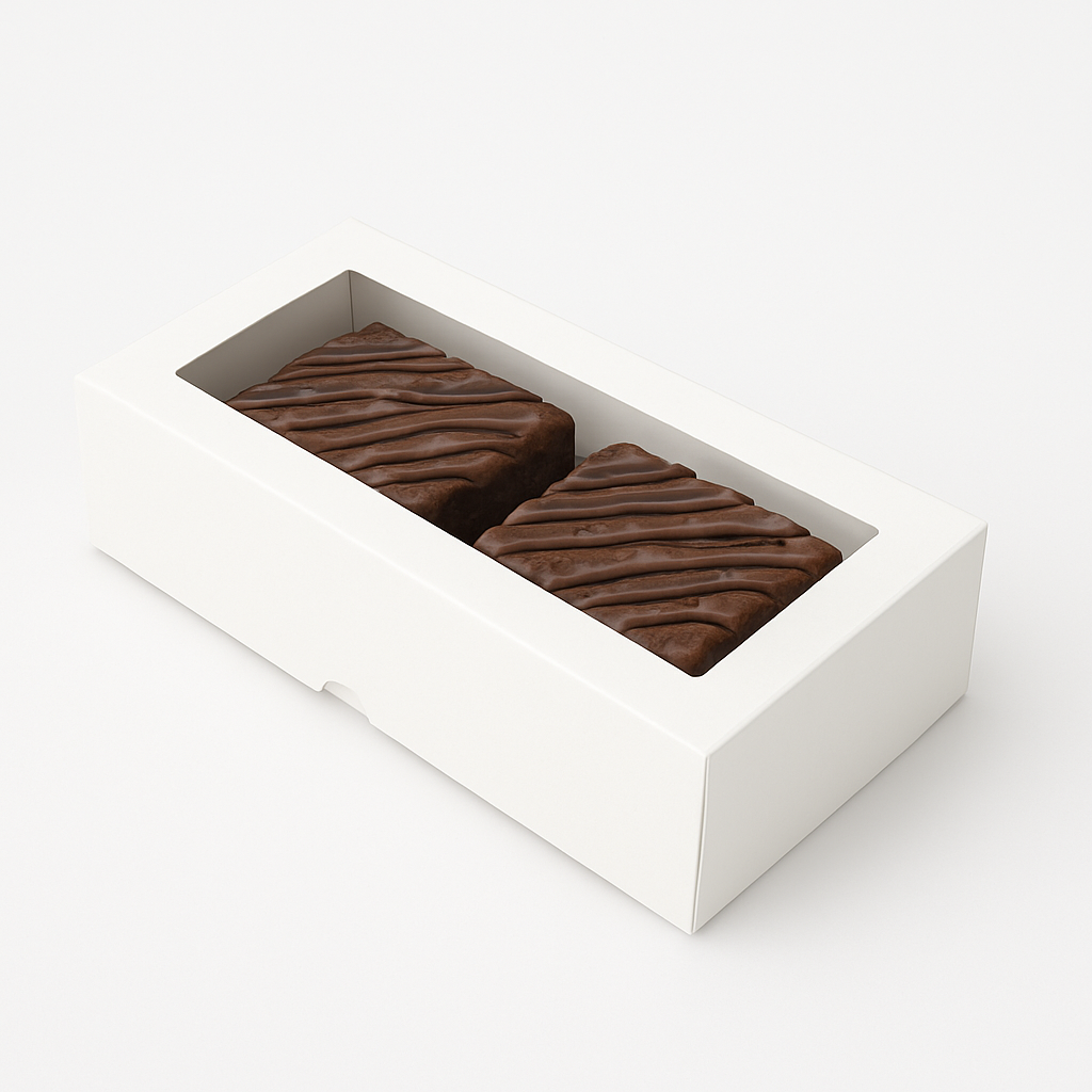 Caja para 2 Donas - Dulces con Visor | 21x11x5 cm | Pack 10 | Kraftcolors