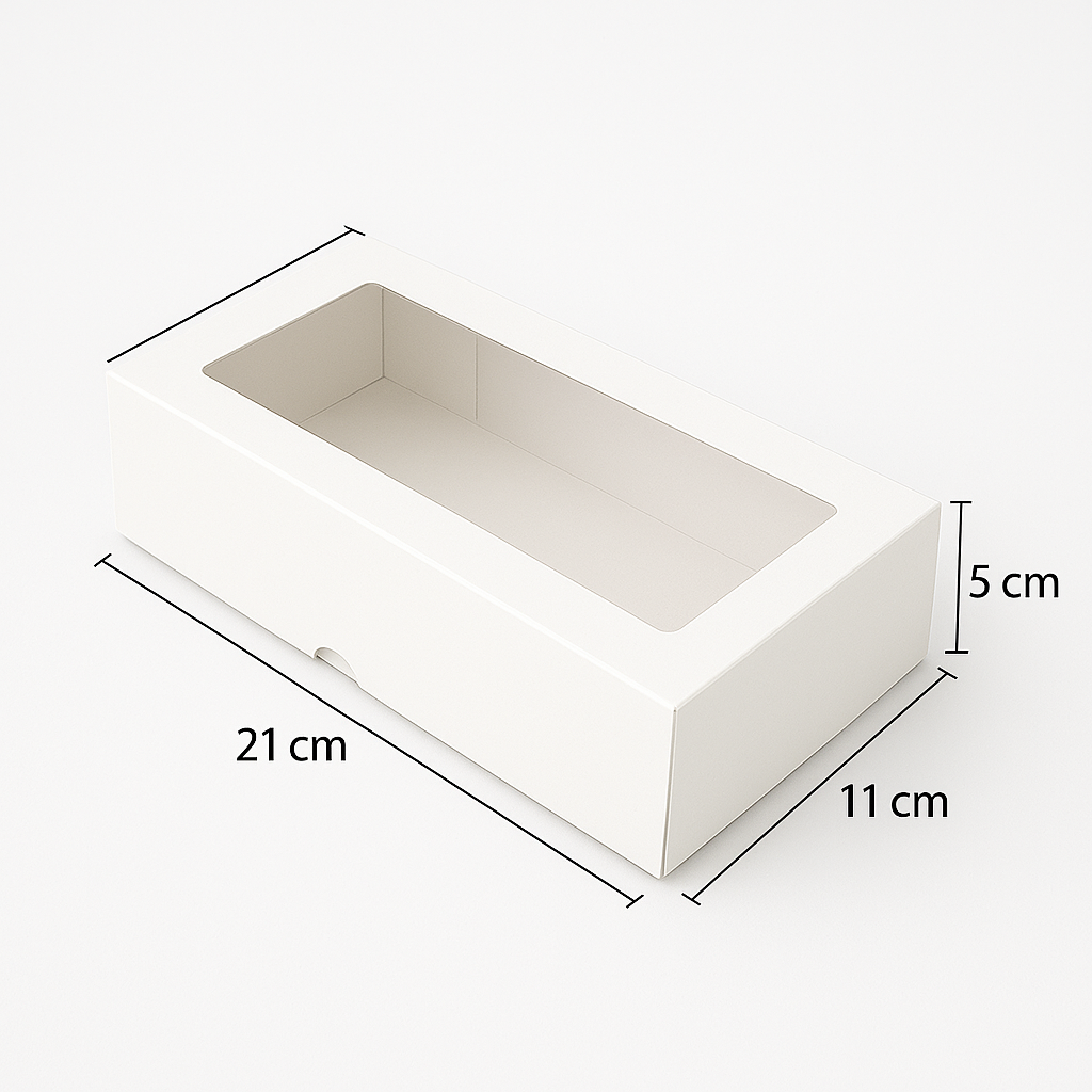 Caja para 2 Donas - Dulces con Visor | 21x11x5 cm | Pack 10 | Kraftcolors