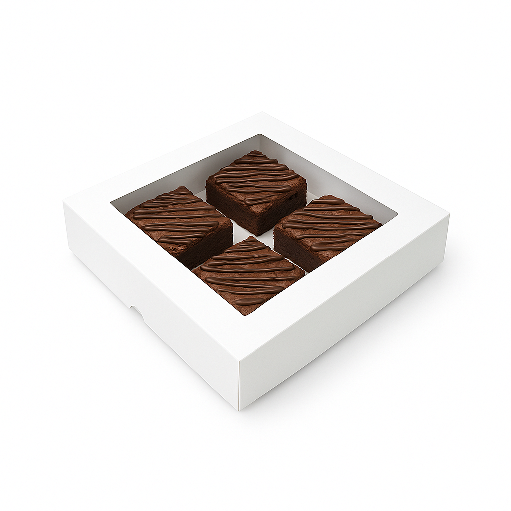 Caja para 4 Donas - Dulces con Visor | 21x21x5 cm | Pack 10 | Kraftcolors
