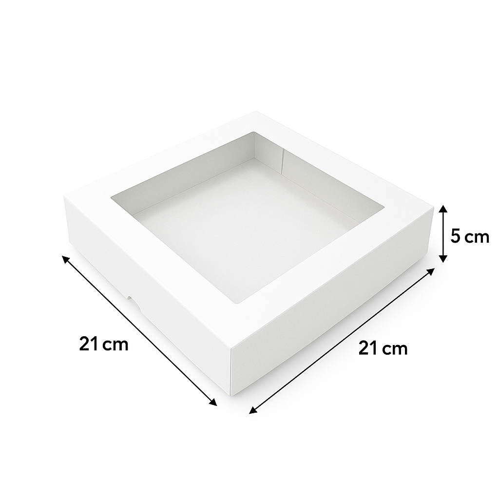 Caja para 4 Donas - Dulces con Visor | 21x21x5 cm | Pack 10 | Kraftcolors