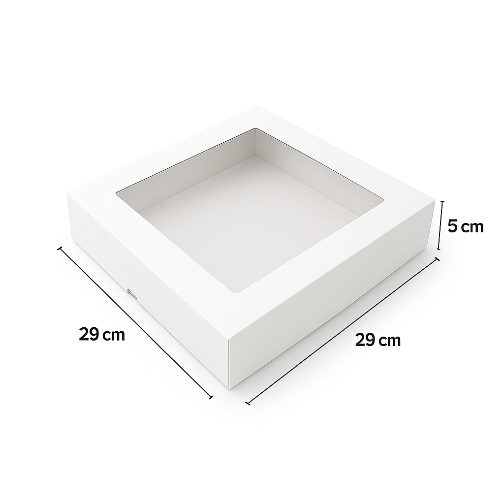 Caja para 9 Donas - Dulces con Visor | 29x29x5 cm | Pack 10 | Kraftcolors
